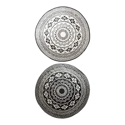 Afbeelding van Esschert Design Rond Buitenkleed Ø 171 Zwart Wit Tenttapijten &amp; Tegels