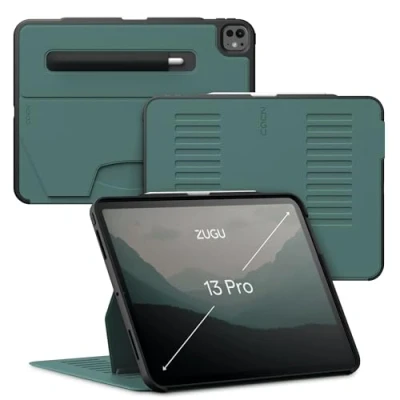 Afbeelding van Zugu case iPad Pro 13 (M4) 2024 oersterke luxe flip over volledige 360˚ bescherming met multifunctionele standaard functie geschikt voor Apple Pencil Pine