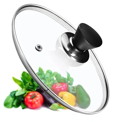 Afbeelding van KADAX Pandeksel universeel glazen deksel met mat zwart handvat hittebestendig verkrijgbaar in verschillende maten, pannendeksel voor pot, pan (26 cm)