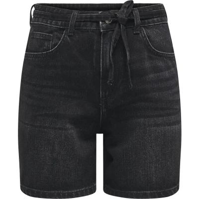 Afbeelding van Only Broek Onlgianna Mw Belted Shorts Azg Dnm 15340706 Washed Black Dames Maat S