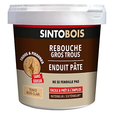 Afbeelding van Sinto Houten vuller voor grote gaten en scheuren, licht hout, 2 kg, ideaal het afdichten van scheuren binnendeuren of meubels, uitstekende hechting, sneldrogend