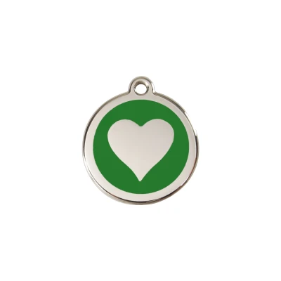 Afbeelding van Heart Green roestvrijstalen hondenpenning small/klein dia. 2 cm RedDingo