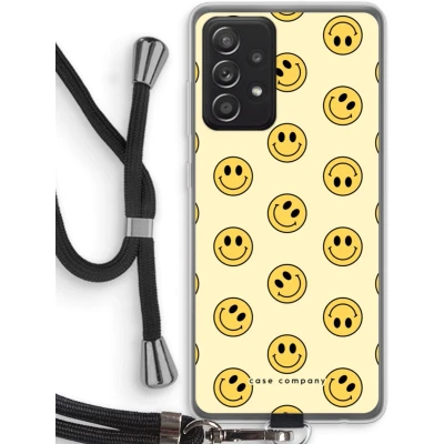 Afbeelding van hoesje met Koord geschikt voor Samsung Galaxy A52s 5G Smiley N2 Telefoonhoesje Zwart Bescherming aan alle Kanten en Over de Schermrand