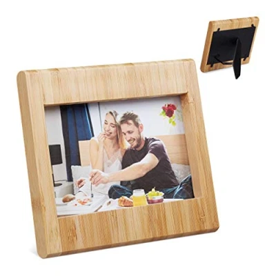 Afbeelding van Relaxdays fotolijst 10 x 15 bamboe staand liggend landelijk warm design hout