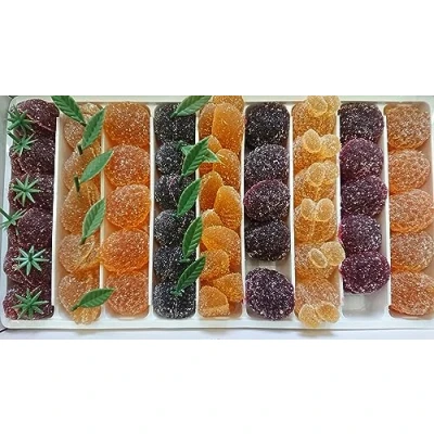 Image de Pâtes de fruits 1 Kg I saveurs (fraise, poire, cerise noire, ananas, framboise, abricot, orange, mangue, cassis) Coffret cadeau Pates Naturelles pâte Artisanales Sport