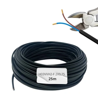 Afbeelding van HALOTEC 25 meter elektrische kabel (plat zwart 2 x 0,75)