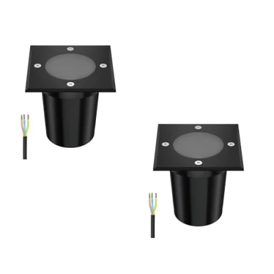 Afbeelding van ledscom.de RELI 2 stuks vloerinbouwlampen voor buiten, IP67, zwart, vierkant, 11 x cm, 1 GU10 max. 15 W, mat