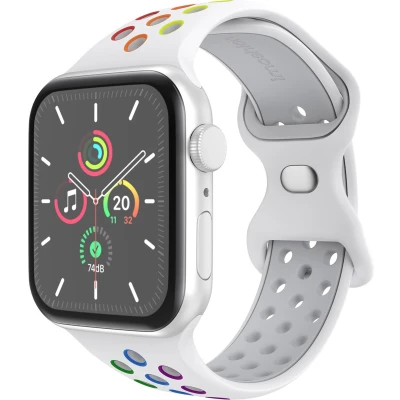 Afbeelding van imoshion Sport⁺ bandje voor de Apple Watch Series 1 t/m 9 / SE (38/40/41 mm) 10 (42 Maat S/M White Rainbow