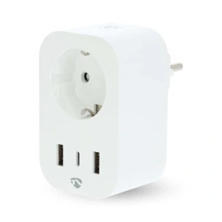 Afbeelding van Nedis SmartLife Slimme Stekker Wi Fi IP21 Energiemeter 3680 W Type F (CEE 7/7) / 1x USB C 2x 0 55 Android IOS Wit 1 Stuks