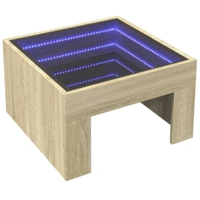 Image de vidaXL Table basse avec LED infini chêne sonoma 50x50x30 cm847604