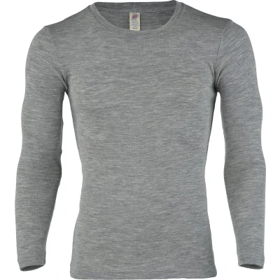 Afbeelding van Engel Natur Heren Shirt Lange Mouw Zijde Bio Merino Wol GOTS grijs 46/48(M)