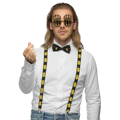 Afbeelding van Boland Accessoireset Dollar Volwassenen Mannen Pooier Gangster Pimp 90&#039;s Carnaval Themafeest