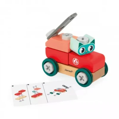 Afbeelding van Janod wagen met kat brico&#039;kids