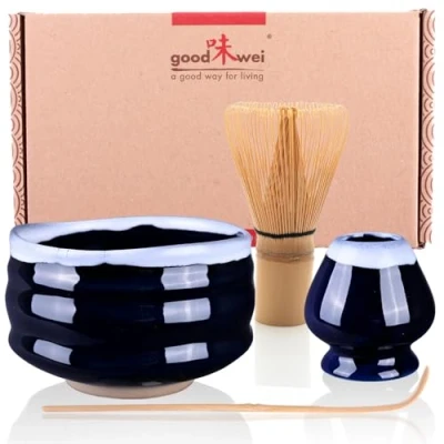 Afbeelding van Goodwei Premium Matcha theeset ceremoniekom, garde en standaard (Kori, 80)