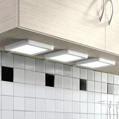 Afbeelding van Lindby kastverlichting met dimmer 3lichts kunststof H: 0.8 cm zilver, wit Inclusief lichtbronnen