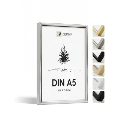 Afbeelding van Heimlich® 1 x DIN A5 fotolijst 15 21 cm champagne zilver metalen lijst 14,8 grote collage aluminium