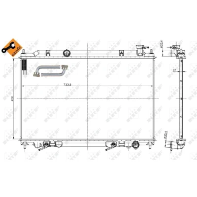 Afbeelding van NRF EASY FIT 56089 Radiateur Aluminium 733 450 17 Met adapter Koelribben gesoldeerd
