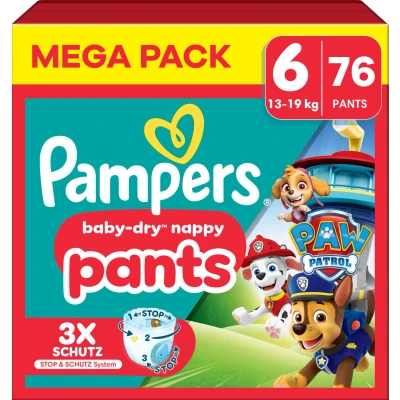 Afbeelding van Pampers Baby Dry Pants Paw Patrol editie Maat 6 (14kg 19kg) 76 Luiers Mega Pack