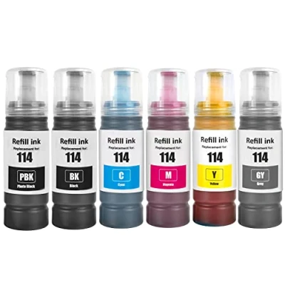 Afbeelding van SHUOLEI 6 inktpatronen compatibel met Epson 114 voor EP ET 8500 8550 (zwart/foto zwart/cyaan/magenta/geel/grijs)