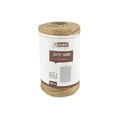 Afbeelding van D.RECT 100 m jute koord natuurlijk bruin pakkoord cadeauband knutselkoord decoratiekoord 1,2 mm dikte voor: verpakking, doe het zelf kunsthandwerk, bloemschikken, decoratie