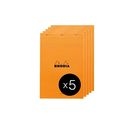 Afbeelding van RHODIA 18000 C notitieblok, nr. 18 oranje A4 80 vellen afneembaar, wit papier, g/m², omslag van gecoate kaart, 5 blokken