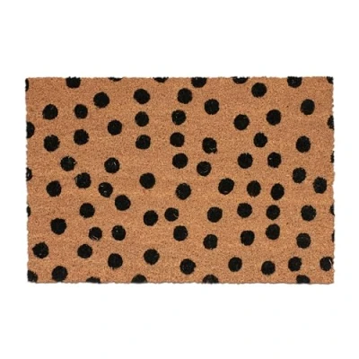 Afbeelding van deurmat kokos stippen 60 x 40 cm antislip rubber natuur blauw