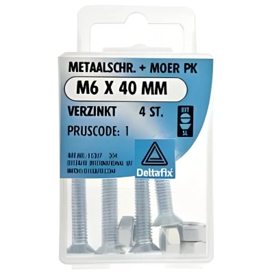 Afbeelding van M.schroef moer pk m6x40mm 4st Deltafix