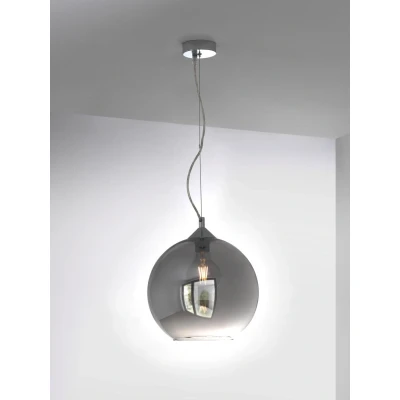 Afbeelding van MEO Pavia Hanglamp Eetkamer &amp; Woonkamer Lamp Glazen kap Sfeervolle Verlichting Zilver