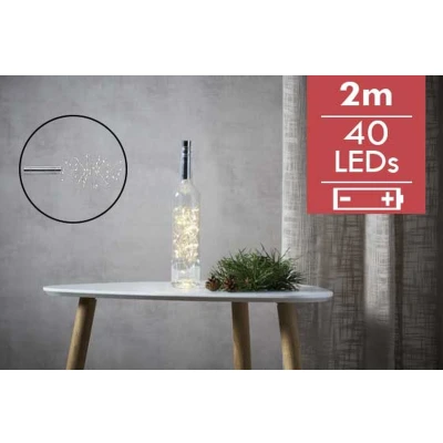 Afbeelding van Star Trading Lichtketting van ijzerdraad, flessendop, met 40 leds, warmwit, flessenlicht, timer