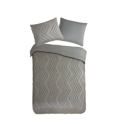 Afbeelding van Pure Dekbedovertrek &quot;luxe zizag biezen/ borduursels&quot; Taupe (140x200/220 cm) Microfiber