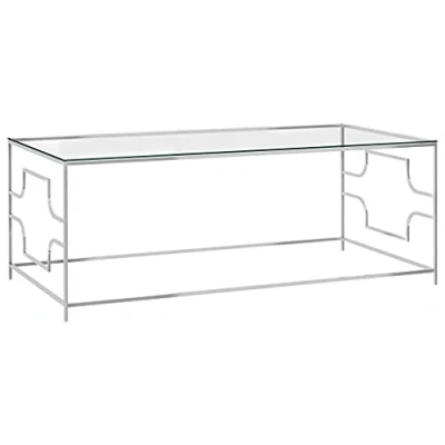 Afbeelding van Salontafel 120x60x45 cm roestvrij staal en glas zilverkleurig
