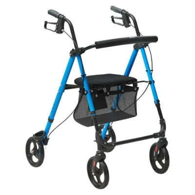 Image de VEVOR déambulateur pour personnes âgées et adultes, rollator pliable en aluminium léger avec siège poignée réglables, extérieur roues tout terrain de 203 mm, capacité 136 kg