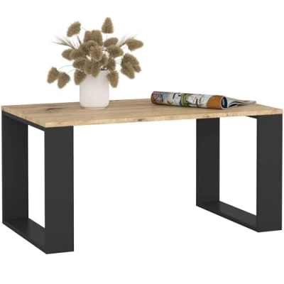 Afbeelding van NOX Salontafel Artisan Eiken/Zwart Modern Design, 92cm Breed, Zelfmontage, Laminaat met ABS randen, Elegant voor Woonkamer
