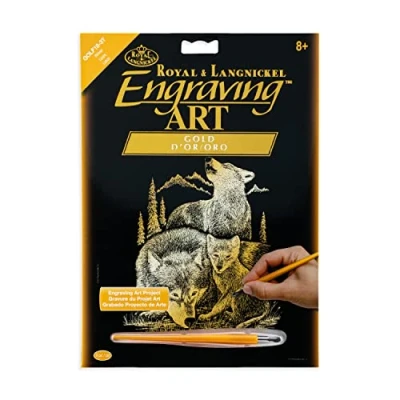 Afbeelding van Kraskaart goud 203mm x 254mm Wolven