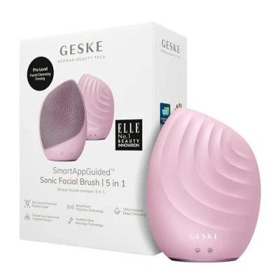 Afbeelding van GESKE SmartAppGuided™ Facial Brush 5 in 1 Elektrische gezichtsreinigingsborstel Zachte siliconen borstel Professionele gezichtsreiniging Gezichtsreinigingsapparaat Gezichtsmassager
