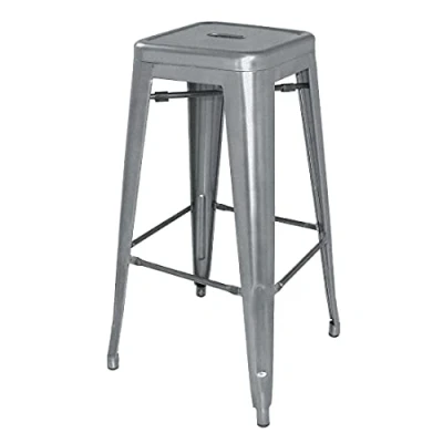 Afbeelding van Bolero Bistro stalen barkruk grijs (4 stuks)