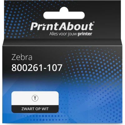 Afbeelding van Huismerk Zebra 800261 107 Etiket Zwart op wit (38 mm x 25 mm) 12 rollen