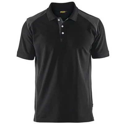 Image de Polo piqué noir/gris foncé