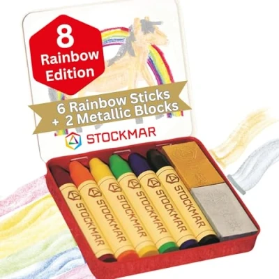 Afbeelding van Stockmar Bijenwas krijtstiftjes en blokjes de regenboog