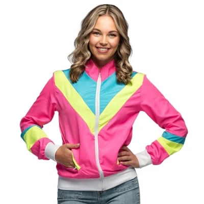 Afbeelding van Boland Trainingsjasje Retro babe neonroze (M) Volwassenen