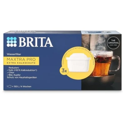 Afbeelding van BRITA 4 stuks extra anti kalk waterfilterpatronen voor alle karaffen, filtert kalk, ultieme apparaatbescherming, de specialist warme dranken