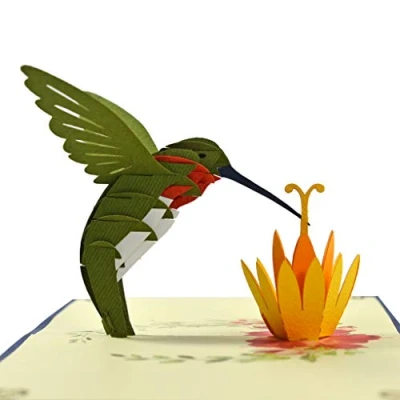 Afbeelding van CUTPOPUP 3D pop up verjaardagskaart Kolibri Anna Colibri, prachtige wensen voor oma, moeder, schoonmoeder, zoon, dochter, kinderen verjaardag, Moederdag, Kerstmis