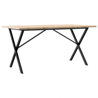 Afbeelding van vidaXL Eettafel X frame 140x80x75,5 cm massief grenenhout en gietijzer