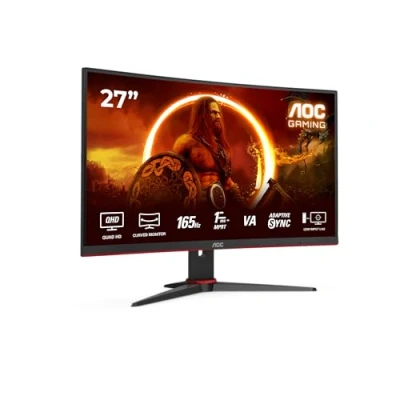 Afbeelding van AOC 68 cm (27 inch) CQ27G2U Curved Gaming Monitor (QHD, HDMI, DisplayPort, FreeSync, 1ms reactietijd, 144Hz, 2560x1440) zwart/rood