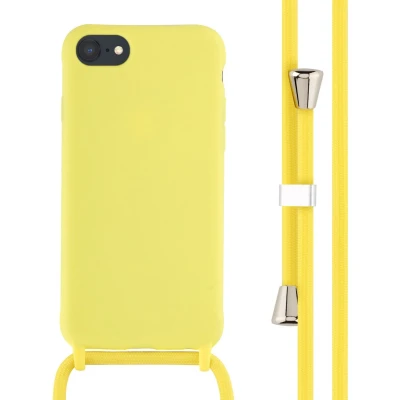 Afbeelding van iMoshion hoesje Geschikt voor iPhone SE (2022) / (2020) 8 7 met koord Siliconen design Geel Flower Yellow