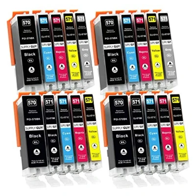 Afbeelding van 20 inktpatronen met chip, compatibel Canon PGI 570/CLI 571 voor Pixma MG7750 MG7751 MG7752 MG7753 TS8050 TS8051 TS8052 TS8053 TS9050 TS9055