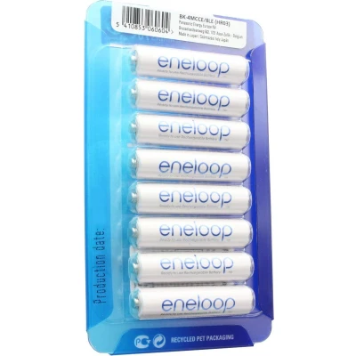 Afbeelding van Sanyo eneloop HR 4UTGB hoesje AAA micro batterij 8 pack met 2x AccuCell blauw