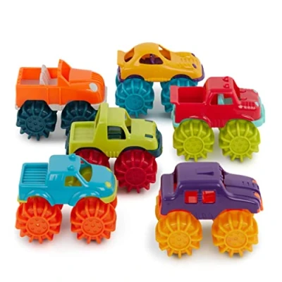 Afbeelding van Battat mini Monster Trucks set van 6 vrachtwagens voor peuters in opbergtas vanaf 2 jaar