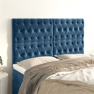 Afbeelding van vidaXL Hoofdborden 4 st 80x7x78/88 cm fluweel donkerblauw