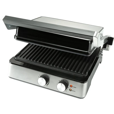 Afbeelding van Bourgini Contactgrill Paninigrill en Tosti ijzer PFAS vrije anti aanbaklaag Zwevend deksel Grillapparaat RVS BPA vrij